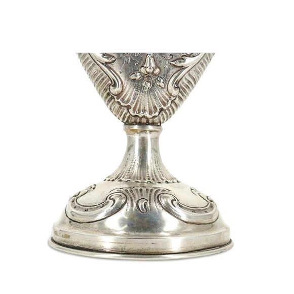 Rare Antique Set of 3 Ornate Rose Vases - Hanau Silver German Rococo 1800s - Picture 6 of 12